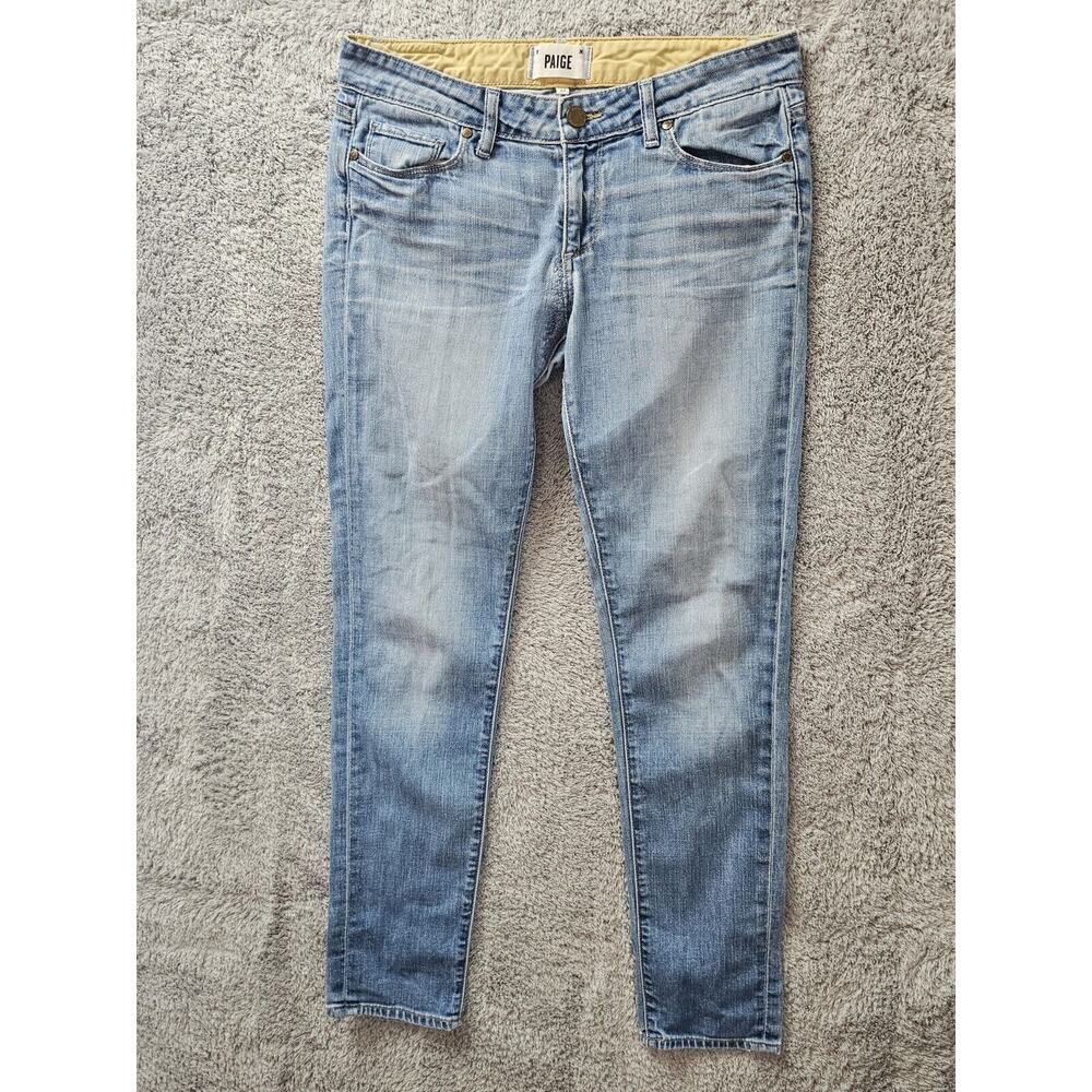 Paige‎ Jeans Womens 27 Blue Skyline Ankle Peg Denim Stretch Distressed Low Rise